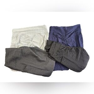 4-Pack Bundle XL Booty Pants Scrunch Hexagon Workout Yoga Leggings POCKETS